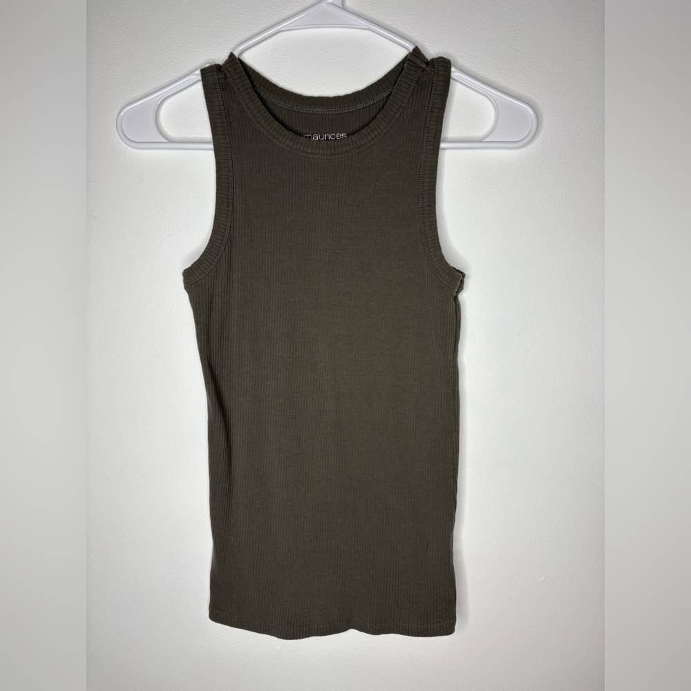Maurices Dark Olive Ribbed Tank
